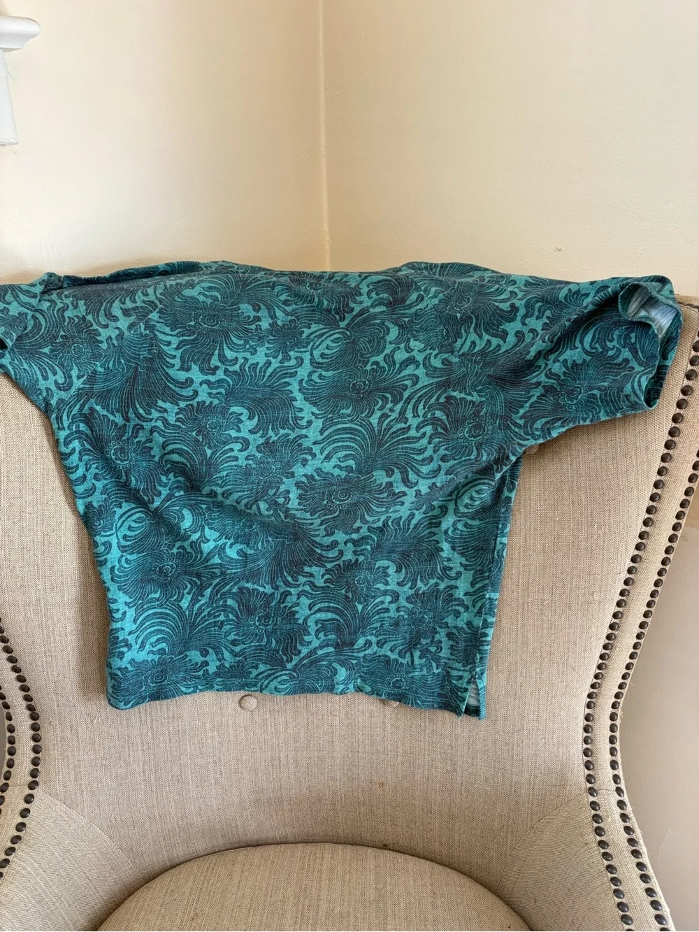 Peruvian Connection Teal and Blue Foral Top XS/S - Picture 4 of 4